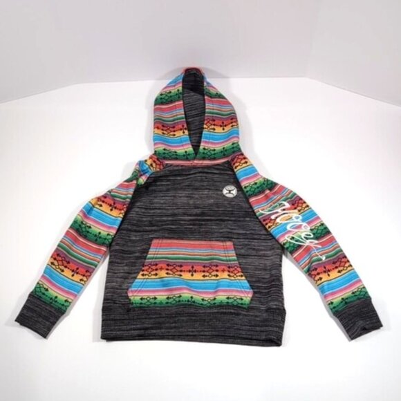 HOOEY Western Striped Hooded Pullover Sweatshirt Aztec Southwestern Women Sz XS - Picture 1 of 7